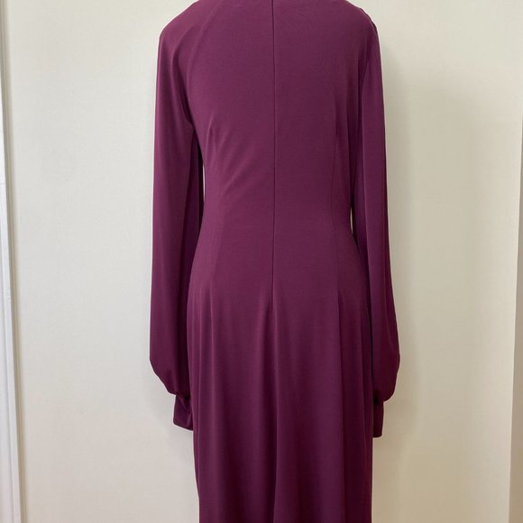 Dress By David Meister, Size US 8, Maroon, burgundy, embroidered bead flower - Picture 8 of 16